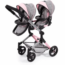 Bayer Design Twin Neo Poppenwagen Grijs/roze, Met Vlinder -Winkel Voor Babyproducten bayer design twin neo poppenwagen grijs roze met vlinder a313430 2