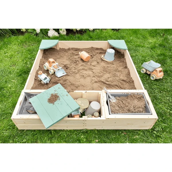 MUDDY BUDDY Zandbak "Beach Rebel" Naturel Saliegroen 4 MUDDY BUDDY Zandbak "Beach Rebel" Naturel Saliegroen - Afbeelding 2